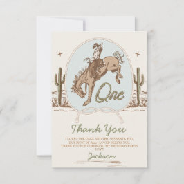 Blauw Klein Buckaroo Western 1e Verjaardag Bedankkaart