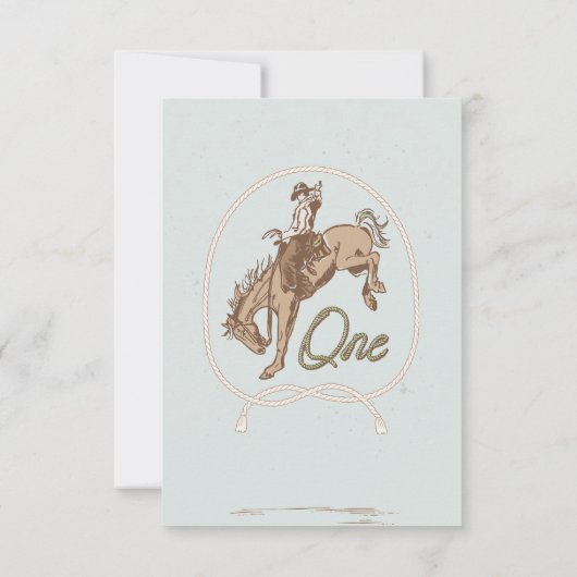  Blauw Klein Buckaroo Western 1e Verjaardag Bedankkaart (Achterkant)