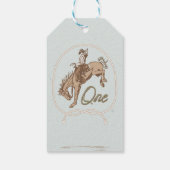  Blauw Klein Buckaroo Western 1e Verjaardag Cadeaulabel (Achterkant)