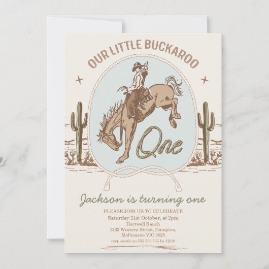  Blauw Klein Buckaroo Western 1e Verjaardag Kaart (Voorkant)