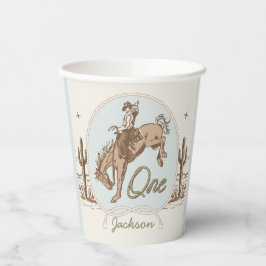 Blauw Klein Buckaroo Western 1e Verjaardag Papieren Bekers