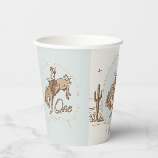  Blauw Klein Buckaroo Western 1e Verjaardag Papieren Bekers (Voorkant)
