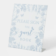 Blauw klein butterly Baby shower Gastenboek teken