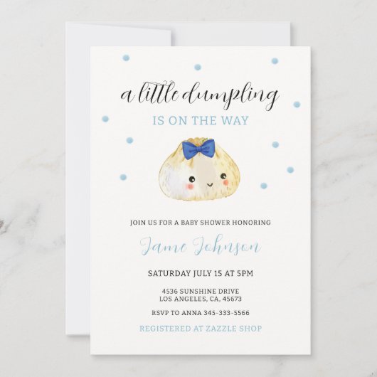 Blauw klein dumpling is op de weg jongen Baby show Kaart (Voorkant)