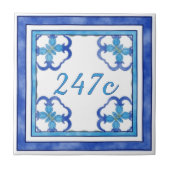 Blauw klein huisnummer tegeltje (Voorkant)