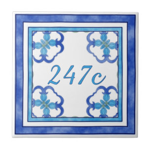 Blauw klein huisnummer tegeltje