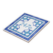 Blauw klein huisnummer tegeltje (Zijkant)