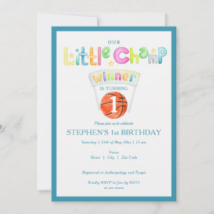 Blauw klein kampioen basketbal elke leeftijd jonge kaart