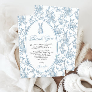 Blauw Klein Konijn Lente Pasen Baby Jongen Shower Bedankkaart