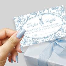 Blauw Klein Konijn Toile Lente Baby Luier Raffle