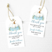 Blauw klein pompoen baby boy douche dank u labels cadeaulabel