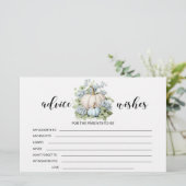 Blauw klein pompoen baby shower advies wenskaart briefpapier (Staand voorkant)