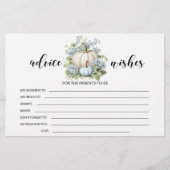 Blauw klein pompoen baby shower advies wenskaart briefpapier (Voorkant)