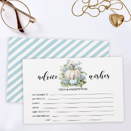 Blauw klein pompoen baby shower advies wenskaart briefpapier