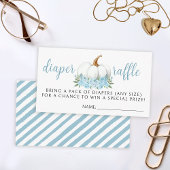 Blauw klein pompoen baby shower luier verloting ka informatiekaartje