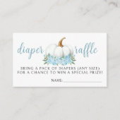 Blauw klein pompoen baby shower luier verloting ka informatiekaartje (Voorkant)