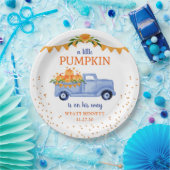 Blauw Klein Pompoen Baby Shower Papieren Bord (Feest)