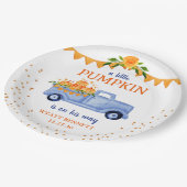 Blauw Klein Pompoen Baby Shower Papieren Bord (Gekanteld)