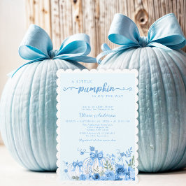 Blauw Klein Pompoen Bow Baby shower Kaart