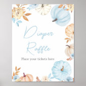 Blauw Klein Pompoen Herfst Luier Raffle Bord Poster (Voorkant)