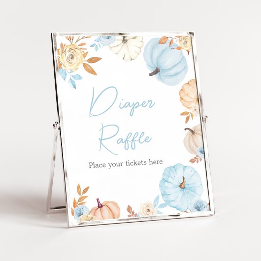 Blauw Klein Pompoen Herfst Luier Raffle Bord Poster