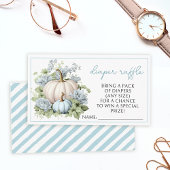 Blauw klein pompoen jongen baby shower luier loter informatiekaartje