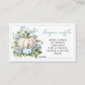 Blauw klein pompoen jongen baby shower luier loter informatiekaartje (Voorkant)