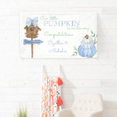 Blauw Klein Pompoen Patch Boy Baby shower Spandoek (Insitu)