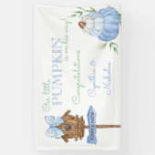 Blauw Klein Pompoen Patch Boy Baby shower Spandoek (Verticaal)