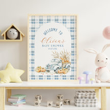 Blauw klein Pompoen Truck Jongen Baby Shower Welko