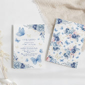  blauw klein vlinderjongetje baby shower kaart