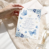  blauw klein vlinderjongetje baby shower kaart