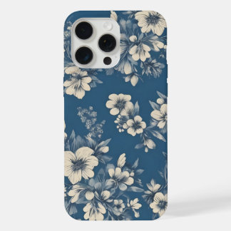  blauw kleine bloemetjes iPhone 15 pro max case