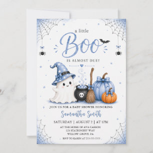 Blauw Kleine Boo Halloween Baby Shower Kaart