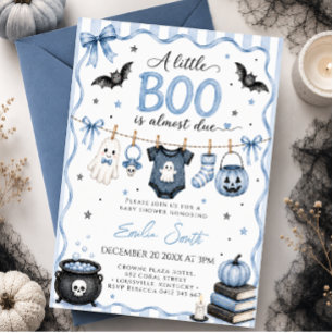 Blauw Kleine Boo Halloween Jongen Baby Borrel Kaart