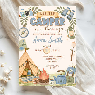 Blauw Kleine Camper Op Komst Baby Shower Kaart