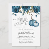 Blauw Kleine Pompoen Rustiek Jongen Baby shower Kaart (Voorkant)