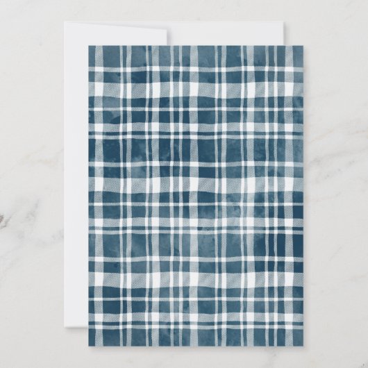 Blauw Kleine Pompoen Rustiek Jongen Baby shower Kaart (Achterkant)