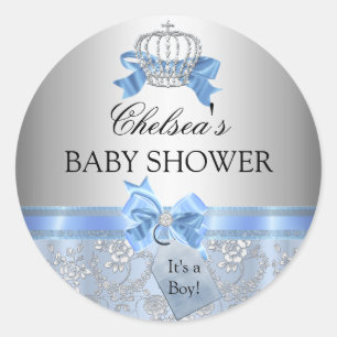Blauw Kleine Prins Kroon Baby shower Sticker