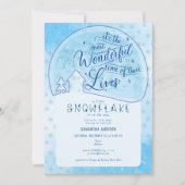 Blauw Kleine Sneeuwvlok Prachtig Winter Baby showe Kaart (Voorkant)