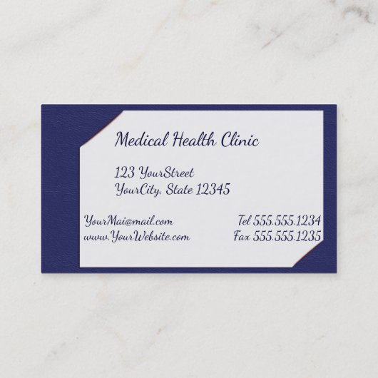 Blauw klembord met medische stethoscoop visitekaartje (Achterkant)