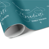 Blauw Kleur Chic Script Afstudeerklas 2026 Cadeaupapier (Rol Hoek)
