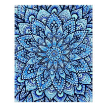 Blauw Kleur Potlood Mandala Ontwerp Glanzende Post