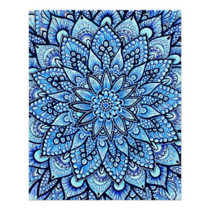 Blauw Kleur Potlood Mandala Ontwerp Glanzende Post Perfect Poster