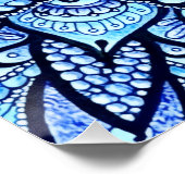 Blauw Kleur Potlood Mandala Ontwerp Glanzende Post Perfect Poster (Hoek)