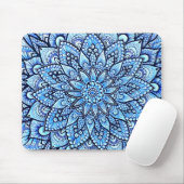 Blauw Kleur Potlood Mandala Ontwerp Kunst Muismat (Met muis)