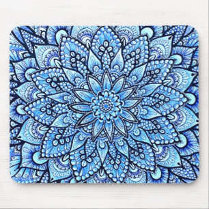 Blauw Kleur Potlood Mandala Ontwerp Kunst Muismat