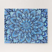Blauw Kleur Potlood Mandala Ontwerp Originele Kuns Legpuzzel (Horizontaal)