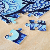 Blauw Kleur Potlood Mandala Ontwerp Originele Kuns Legpuzzel (Zijkant)