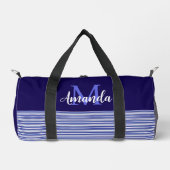 Blauw kleurblok met blauwe zwarte en witte strepen plunjezak (Voorkant)